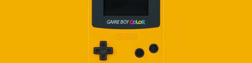 1990s Video Game Trivia Header depicting a yellow GameBoy Color