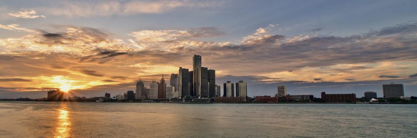 Michigan Trivia Header showing the Detroit skyline